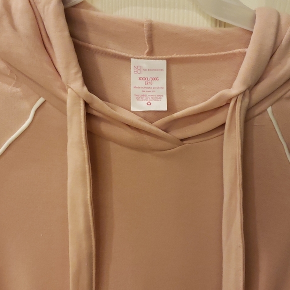NWOT Pink & White Longsleeve Hoodie Dress - Picture 2 of 4